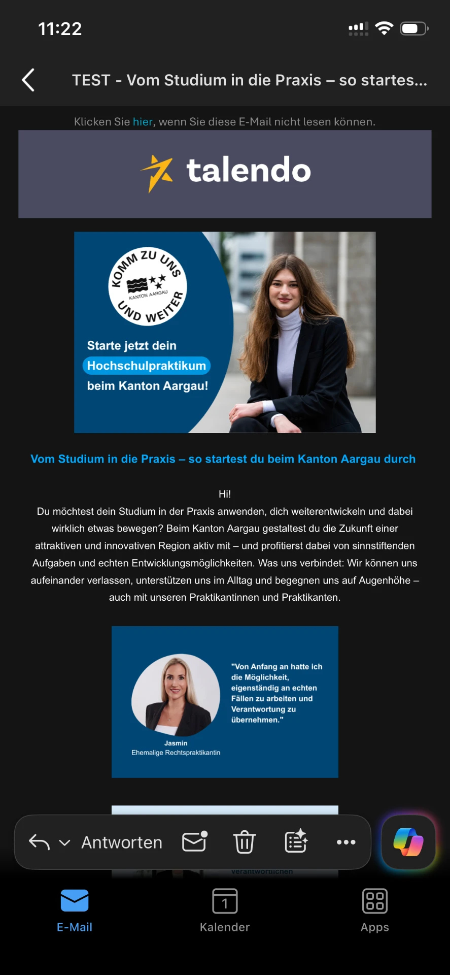 Targeted Mailing Kanton Aargau auf einem Smartphone