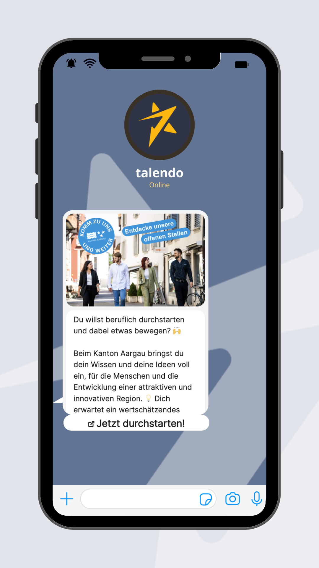 Kanton Aargau WhatsApp-Kampagne auf einem Smartphone